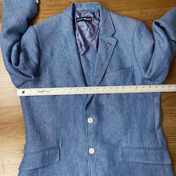 Raging Bull 100% Linen Sport Coat 42/Large Blue Blazer Jacket Unstructured - Picture 10 of 16